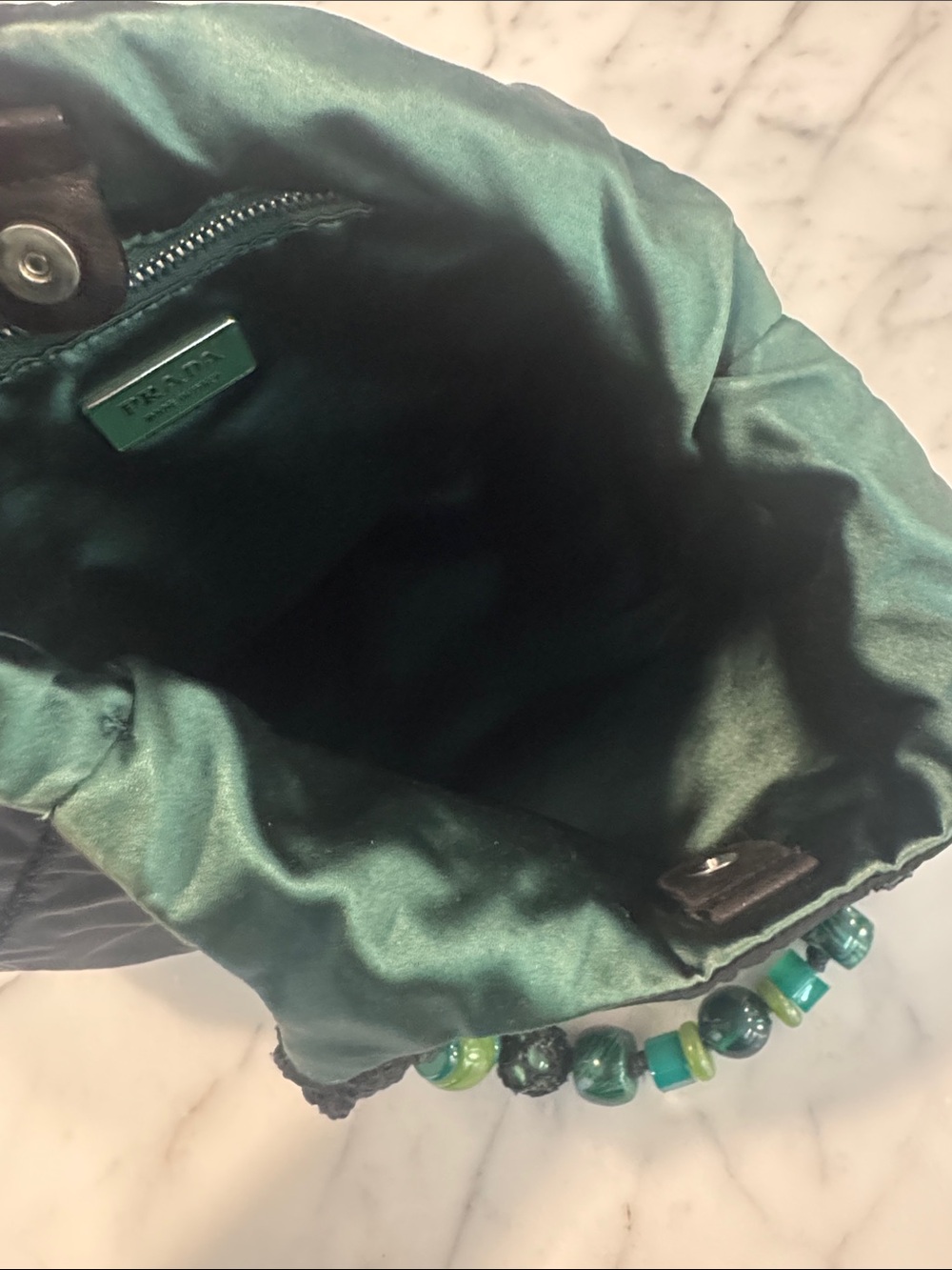 Prada Malachite Beaded Tessuto Shoulder Bag - Picture 4 of 5
